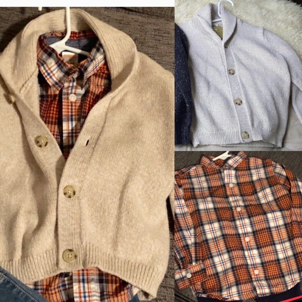 Plaid long sleeve button down and 1 sweaters